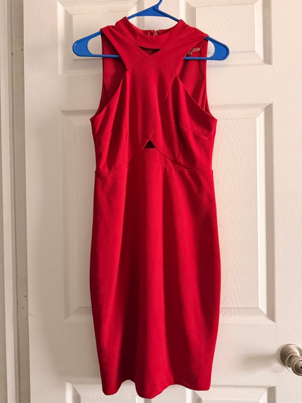Guess Red Sleeveless Midi Sheath Dress with Cutout Detail